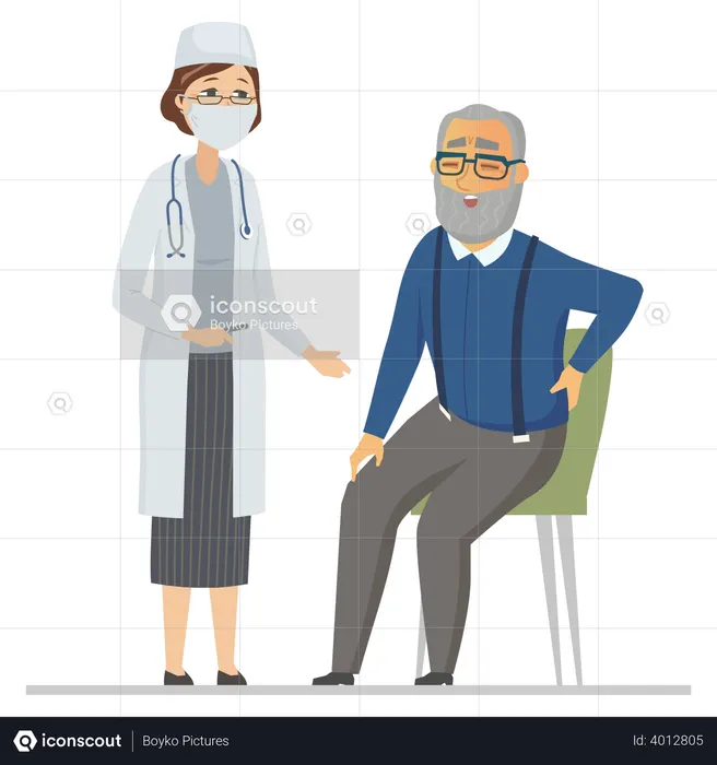Senior man consulting with a doctor  Illustration