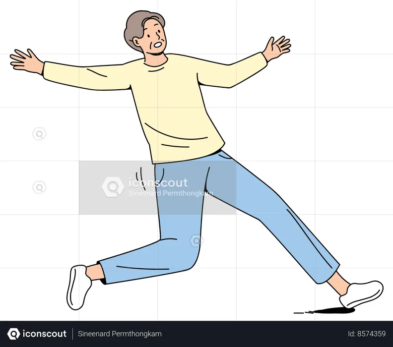 Senior Man Falling Down  Illustration