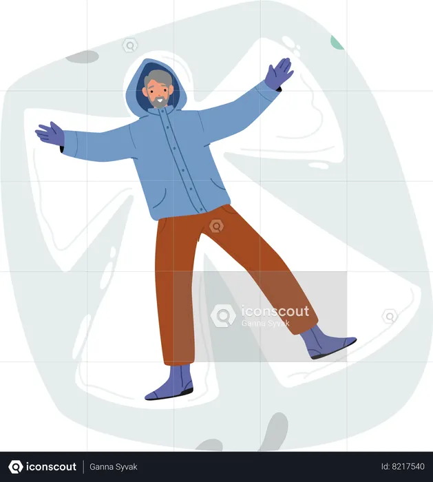 Senior man gracefully embraces winter charm  Illustration