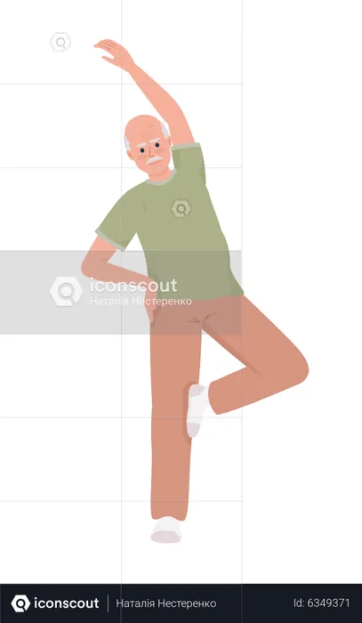 Senior man improving balance with exercise  Illustration