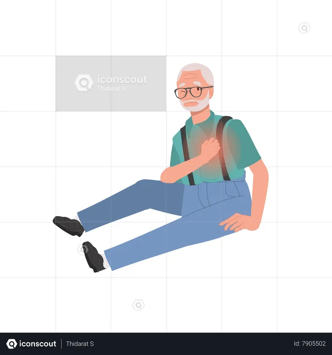 Senior man in Heart Attack Crisis  Illustration