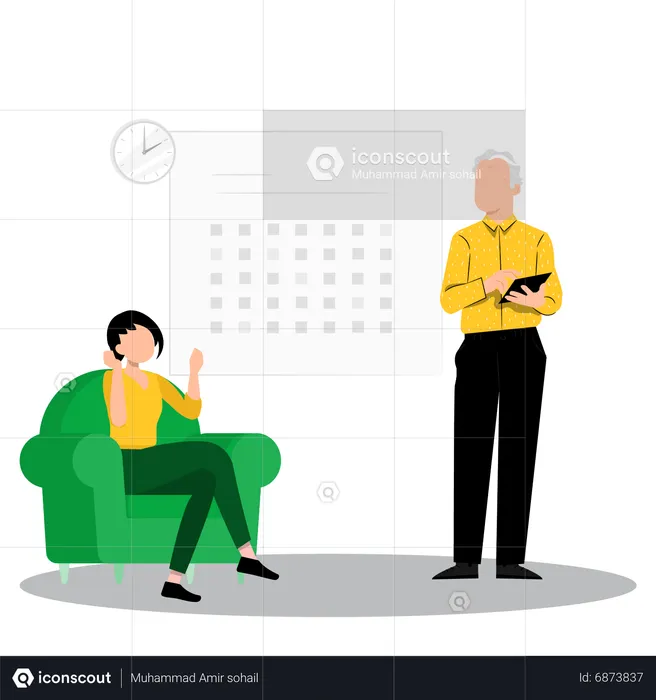 Senior man making business schedule  Illustration