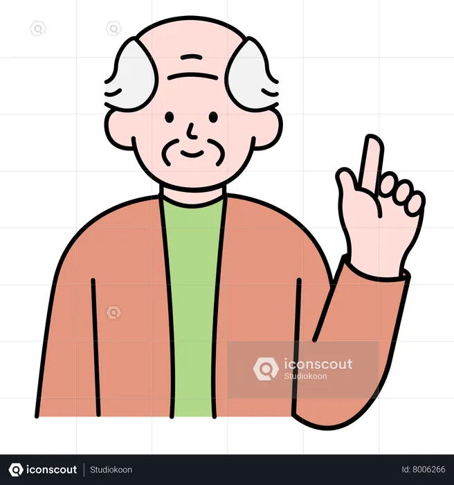 Senior Man Pointing Finger  Illustration
