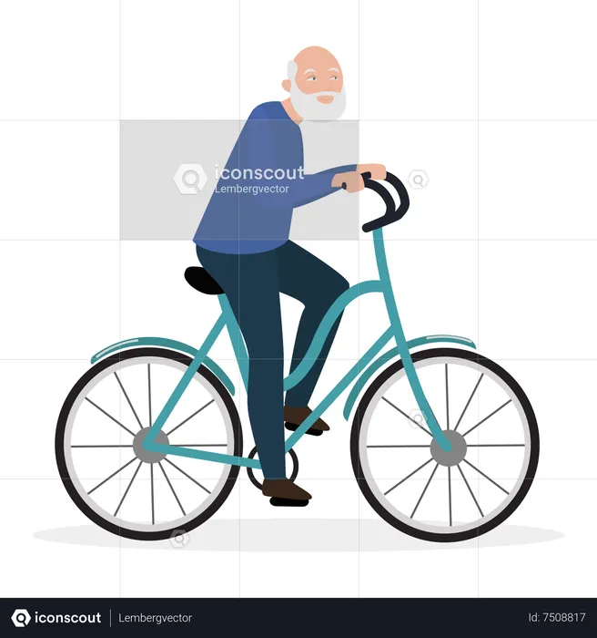 Senior man riding cycle  Illustration