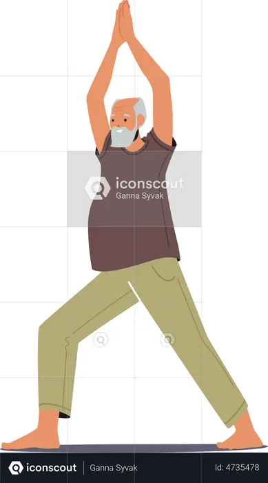 Senior Man Stretching Body  Illustration