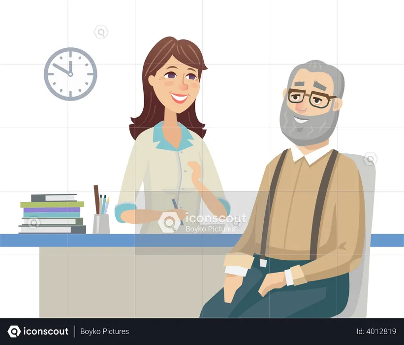 Senior man talking with a doctor  Illustration