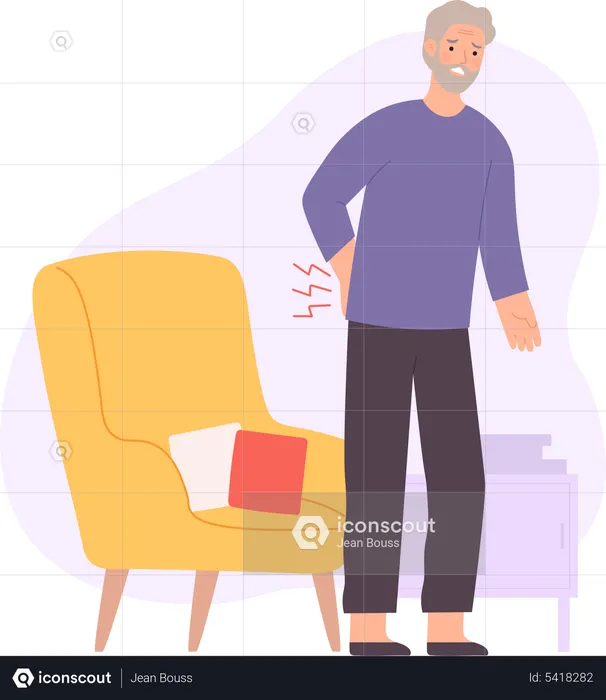 Senior man with back pain  Illustration