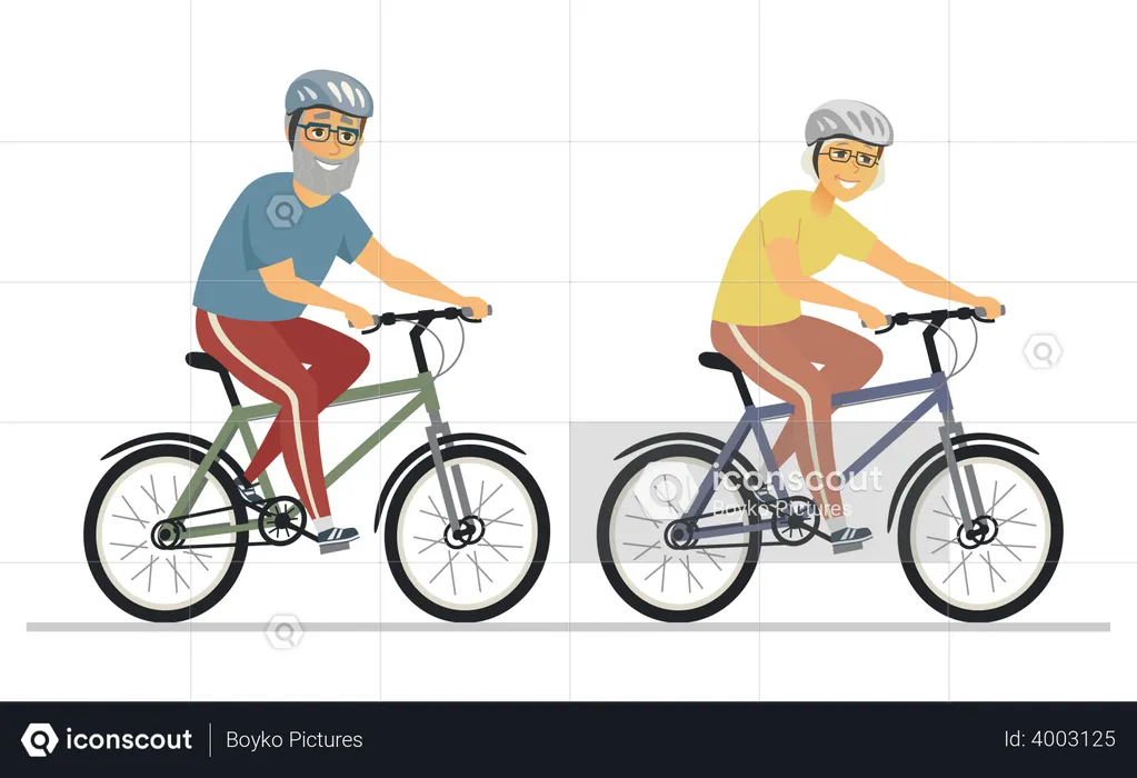 Senior people cycling  Illustration