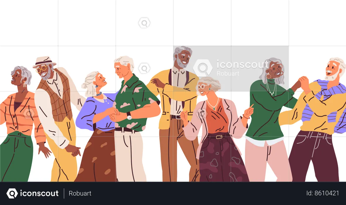 Senior people dancing in party  Illustration