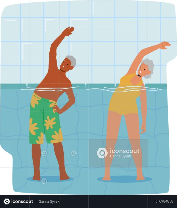 Senior people exercise in Pool  Illustration