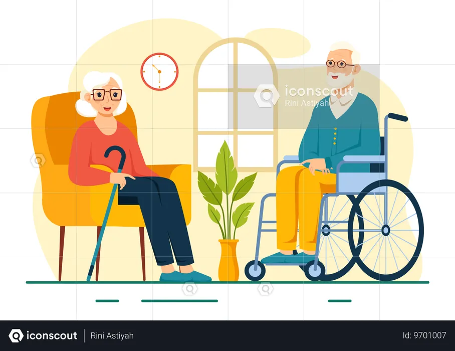 Senior people sending quality time with each other  Illustration