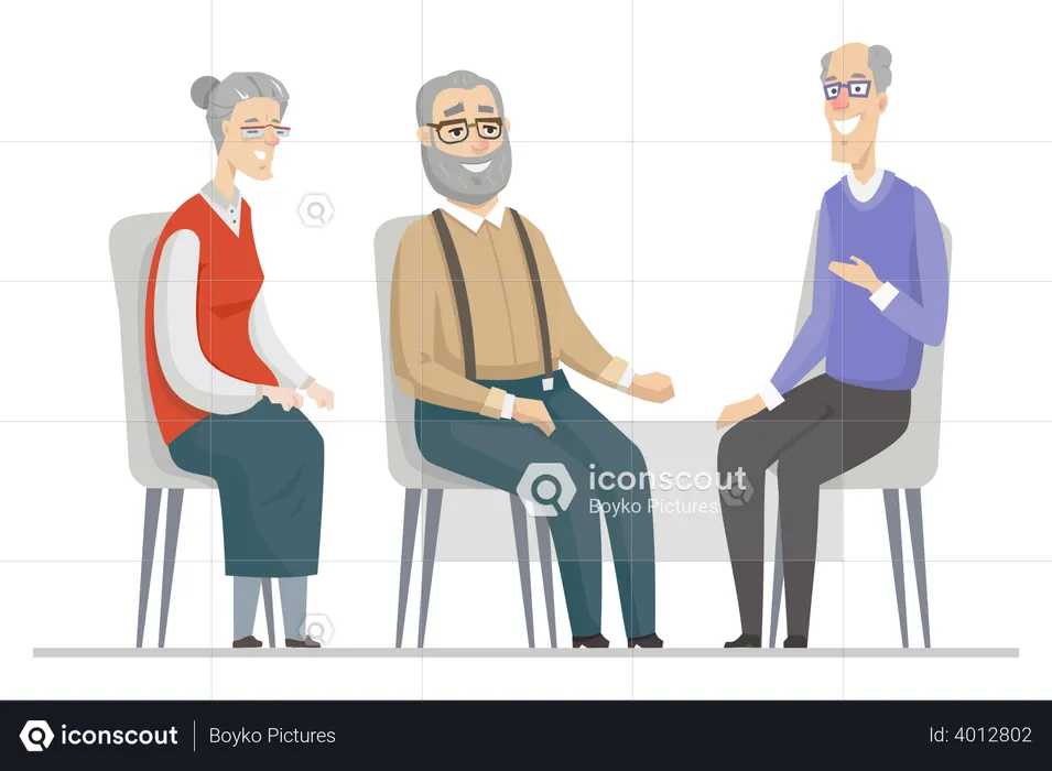 Senior people talking  Illustration