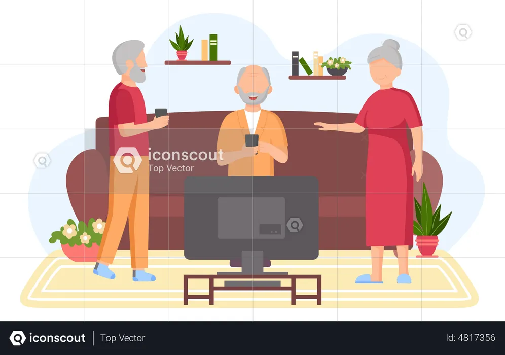 Senior people with smart gadgets  Illustration