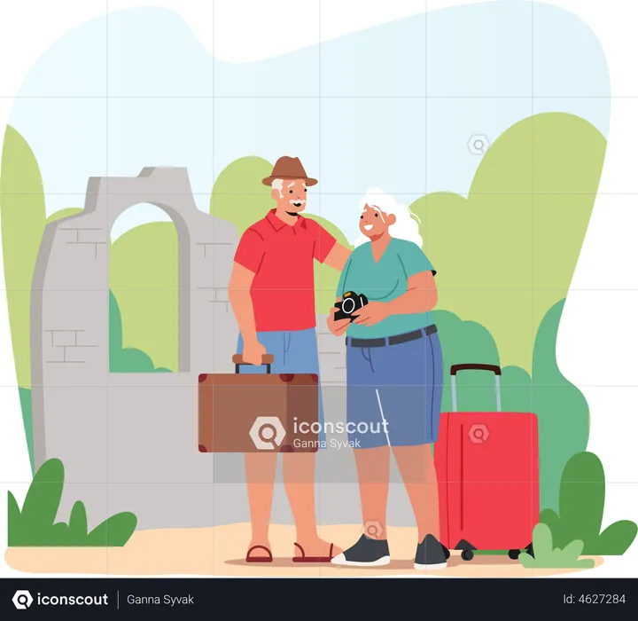 Senior Tourist in Trip  Illustration