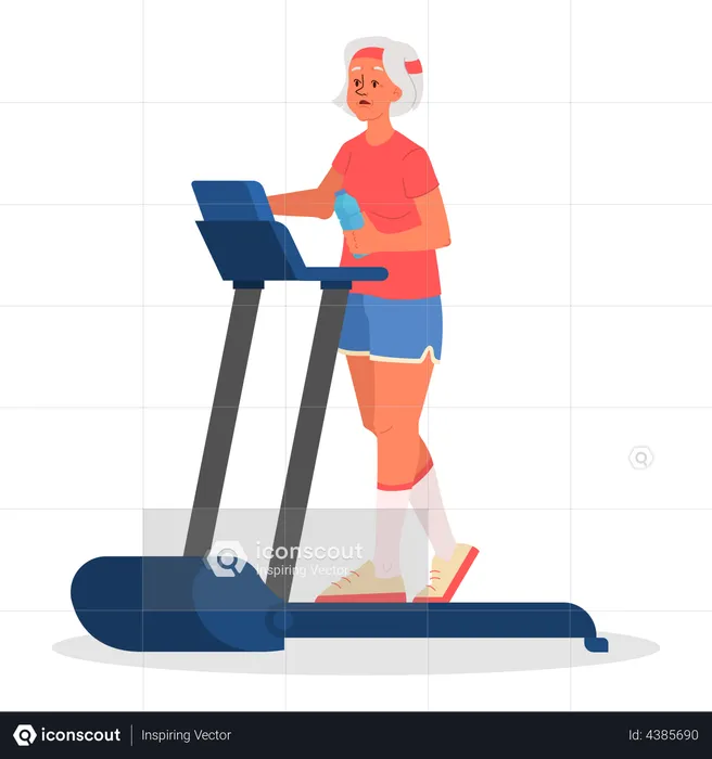 Senior training on treadmill  Illustration