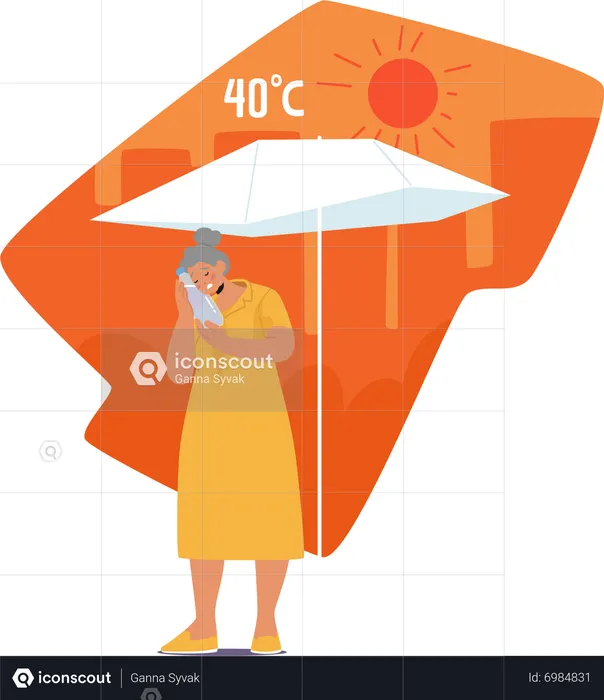 Senior woman experiencing heat discomfort  Illustration