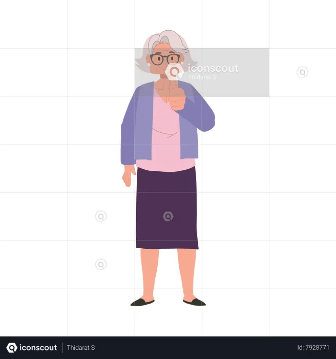 Senior Woman Giving Thumb Up for Quality Service  Illustration