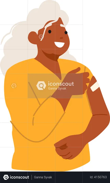 Senior Woman got vaccinated  Illustration