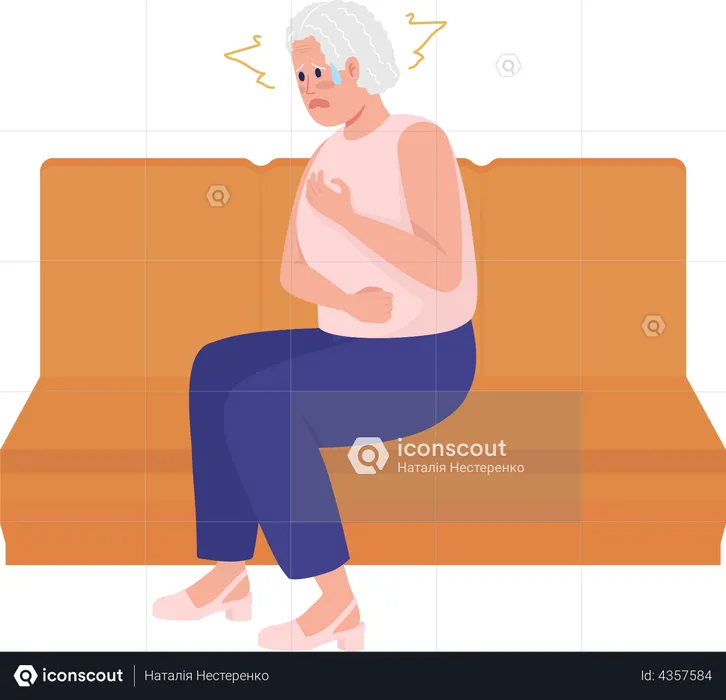 Senior woman having panic  Illustration