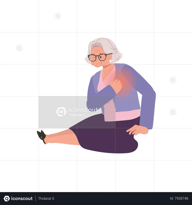 Senior Woman in Heart Attack Crisis  Illustration