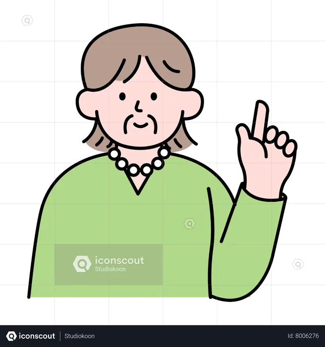 Senior Woman Pointing Up  Illustration