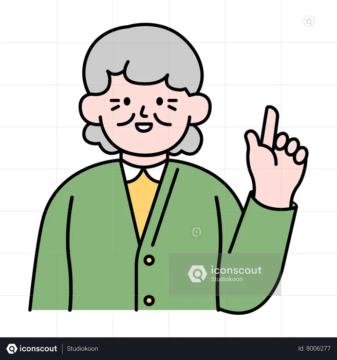 Senior Woman Pointing up  Illustration