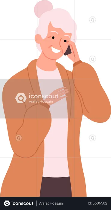 Senior woman talking on mobile  Illustration