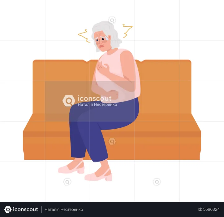 Senior woman with panic attack  Illustration