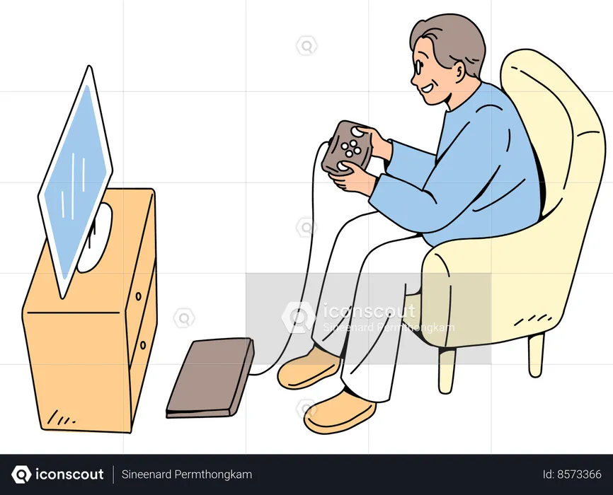 Seniors playing game  Illustration