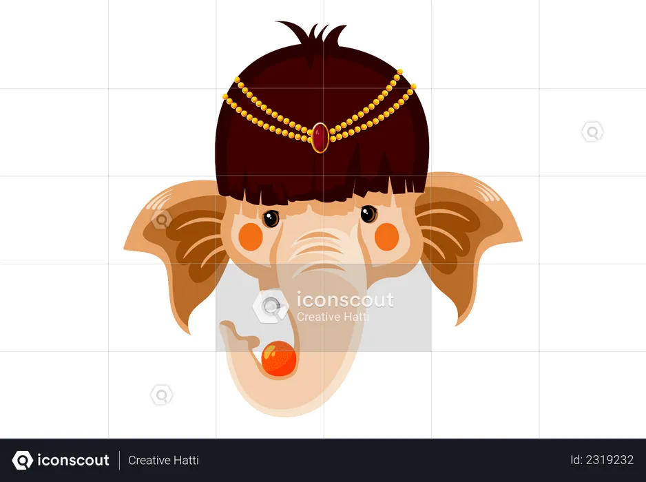 Lord Ganesha sosteniendo laddoo en su baúl  Ilustración