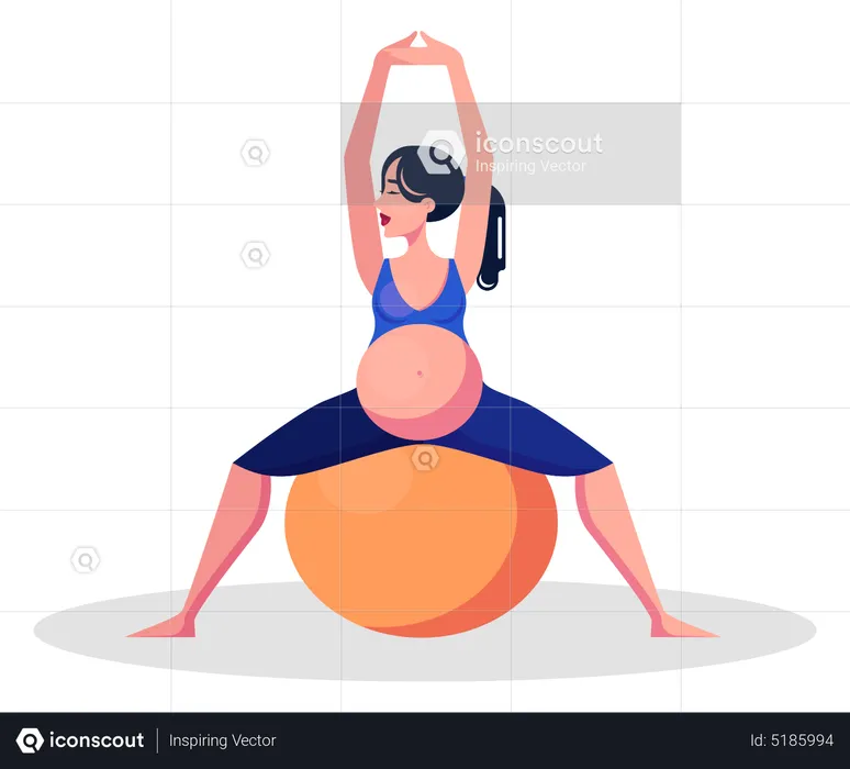 Señora embarazada haciendo yoga  Ilustración