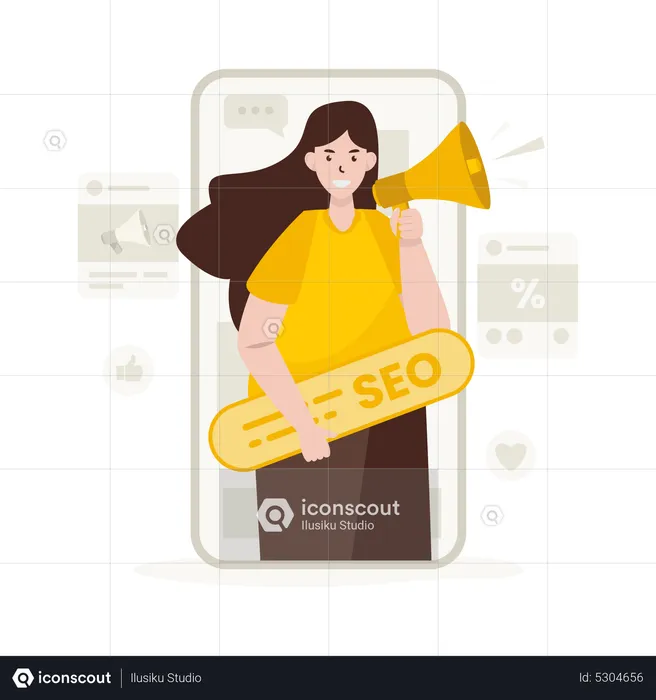 SEO digital marketing on social media  Illustration