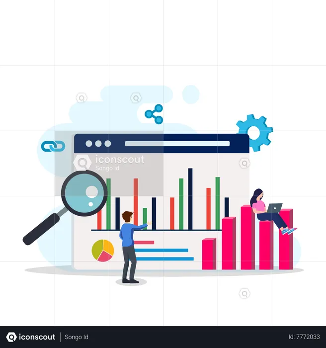 Seo Team analyze data  Illustration