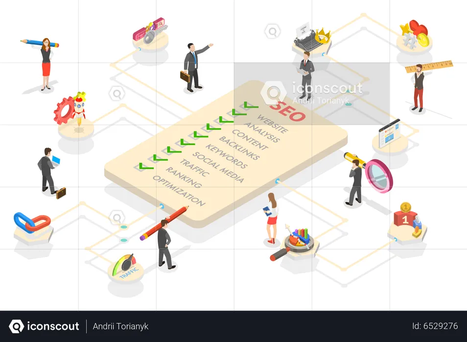 SEO und Suchmaschinen-Ranking  Illustration