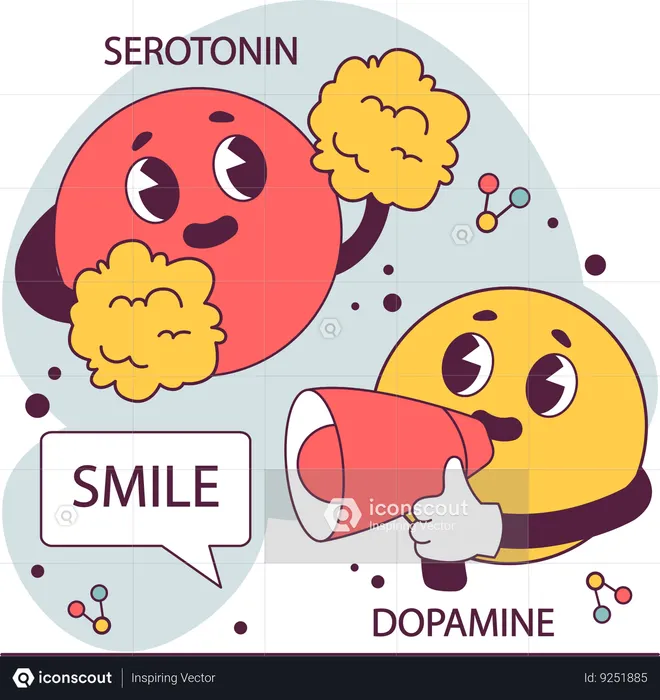 Serotonin and dopamine effect  Illustration