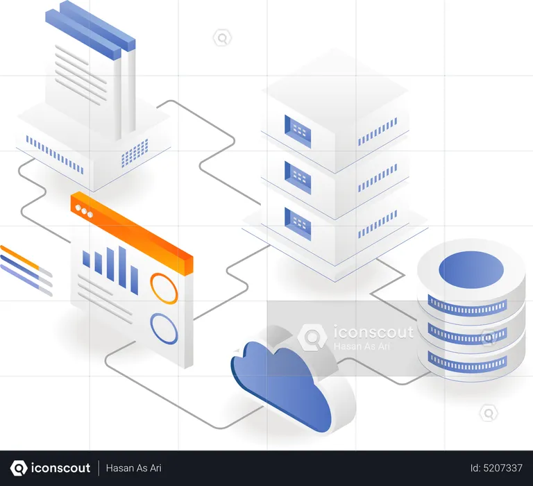 Server analytical pie chart  Illustration