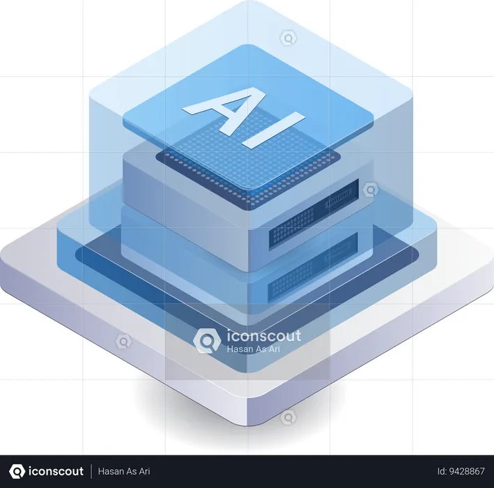 Server artificial intelligence technology management  Illustration