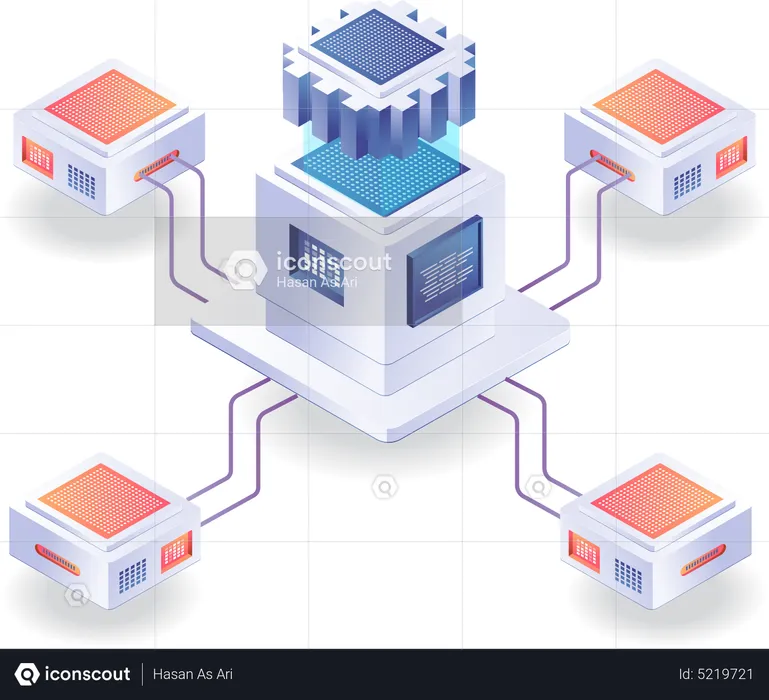 Server chip network  Illustration
