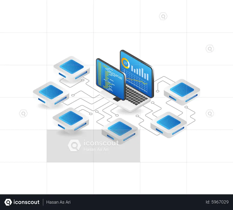 Server chip network security analysis  Illustration