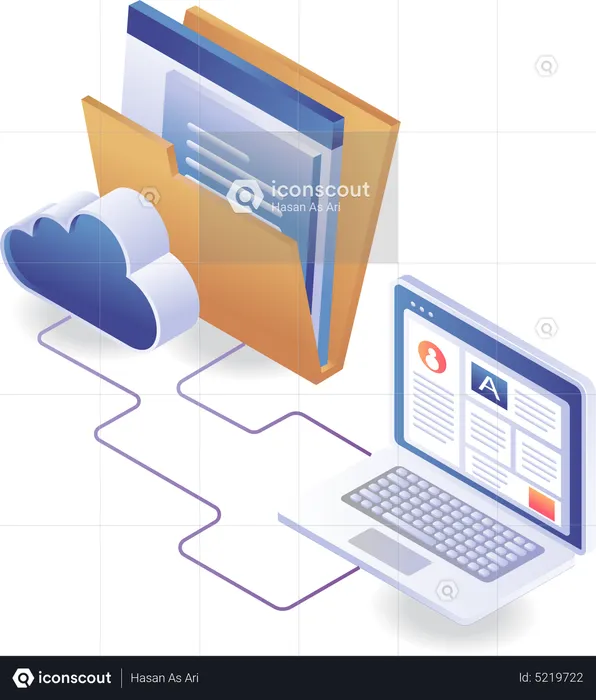 Server computer email data cloud  Illustration