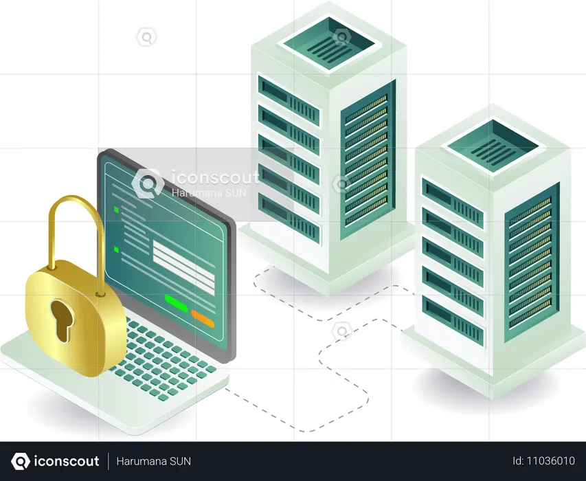 Server computer network security analyst performance  Illustration