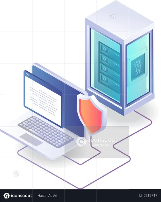 Server computer security programming  Illustration