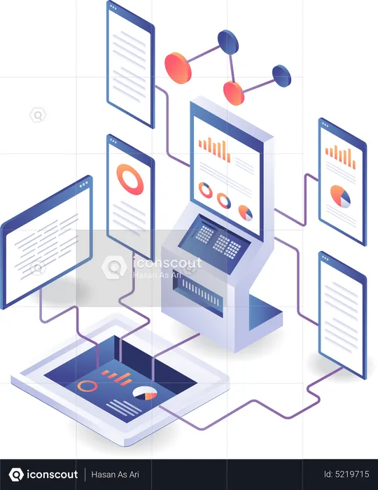 Server data analysis monitoring center  Illustration