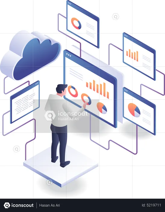 Server data analysis network system  Illustration