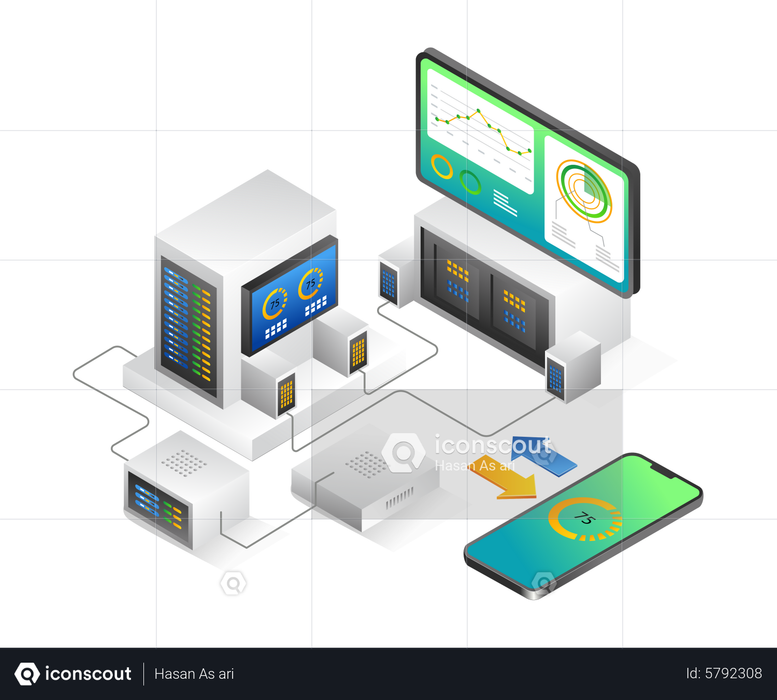 Best Premium Server data transfer Illustration download in PNG & Vector ...