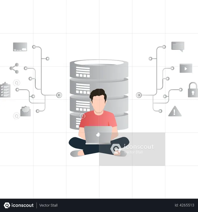 Server management by engineer  Illustration