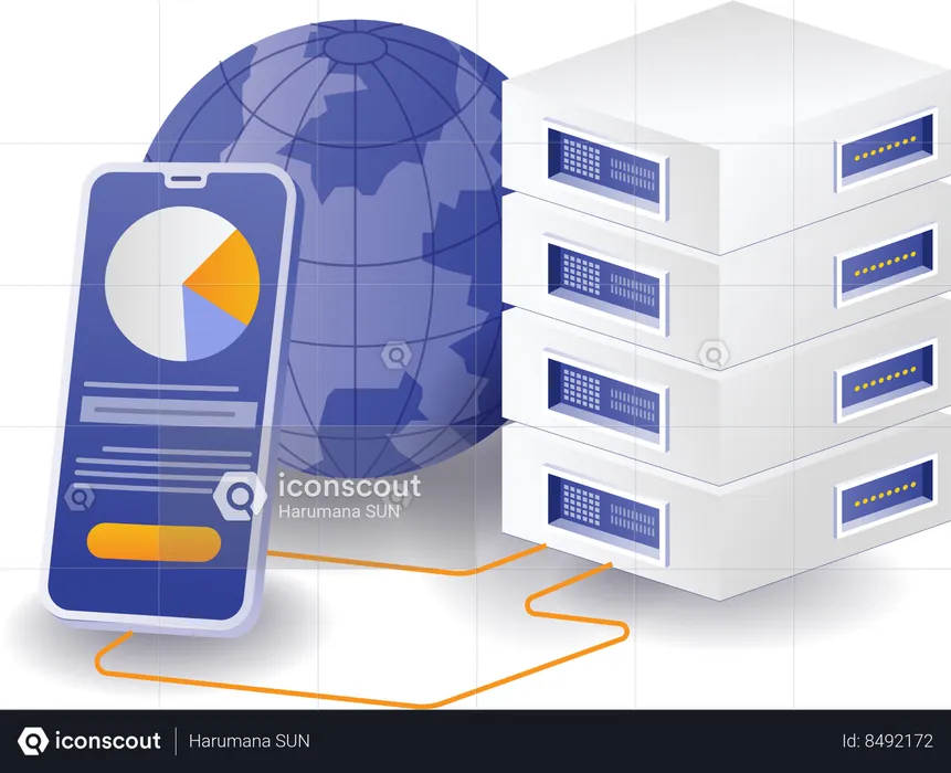 Server management through mobile  Illustration