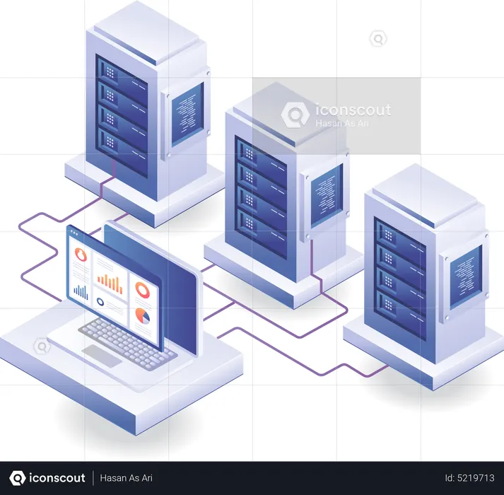 Server network analyst computer  Illustration