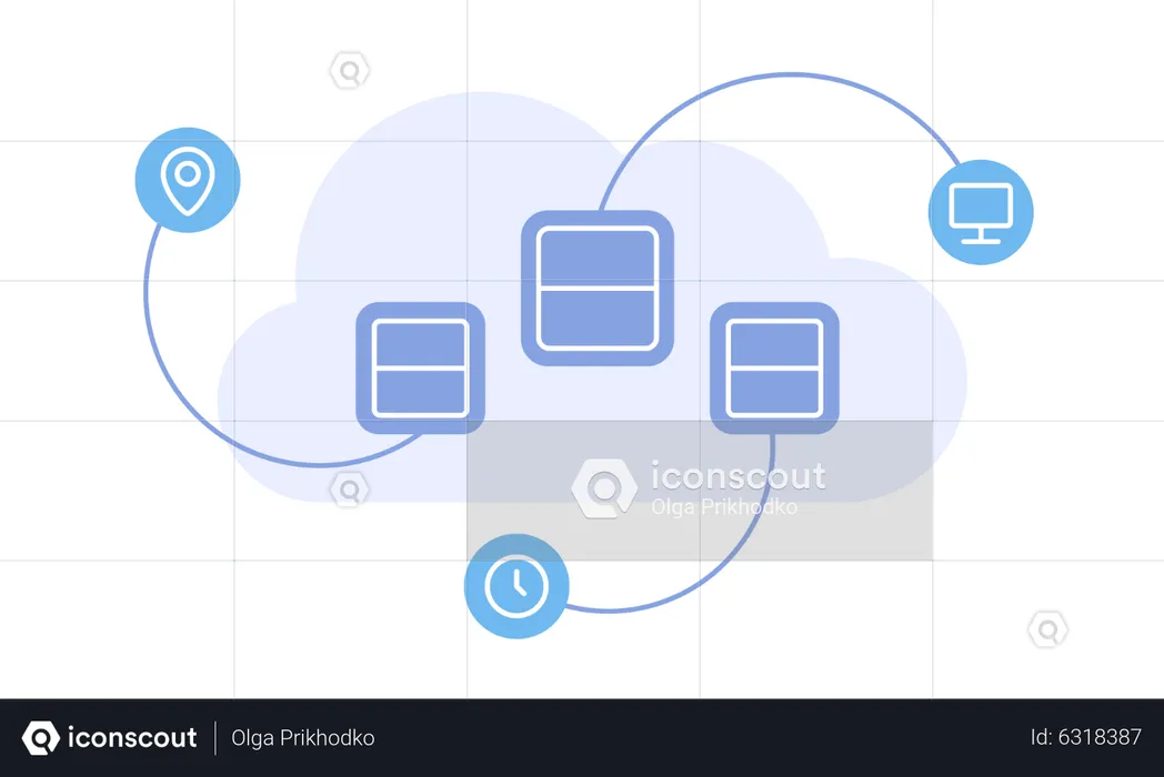 Servers and cloud  Illustration