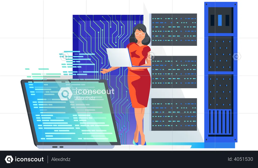 Serververwaltung durch Ingenieur  Illustration